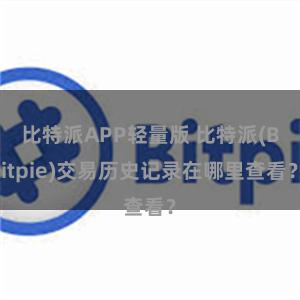 比特派APP轻量版 比特派(Bitpie)交易历史记录在哪里查看？