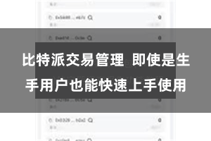 比特派交易管理  即使是生手用户也能快速上手使用