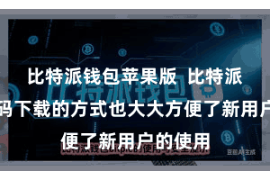 比特派钱包苹果版  比特派平直扫码下载的方式也大大方便了新用户的使用